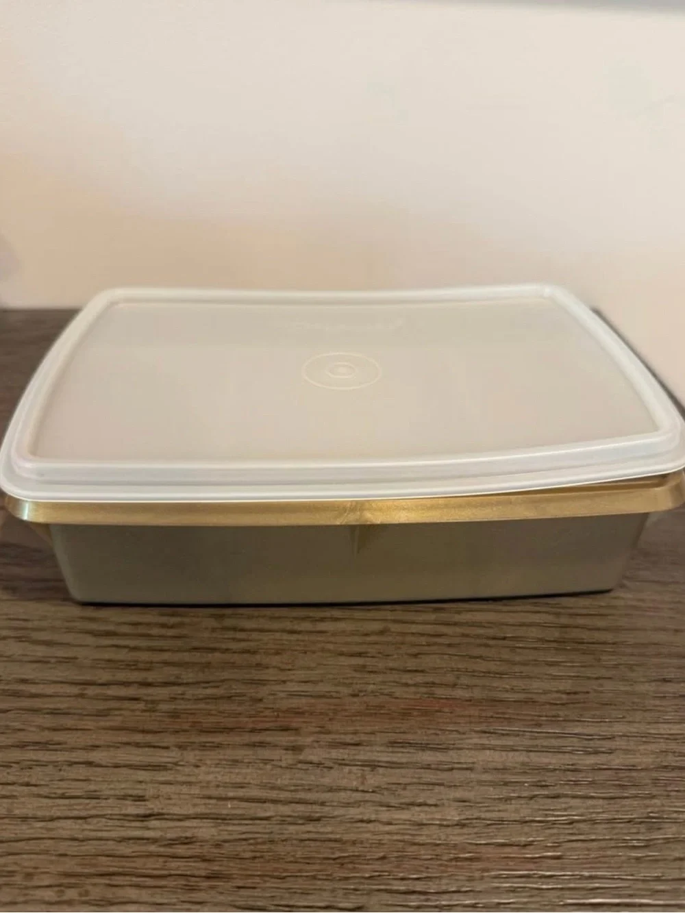 VTG Tupperware Tuppercraft 3pc Stow-N-Go Storage Box Gold W/ Lid & Tray 767-1